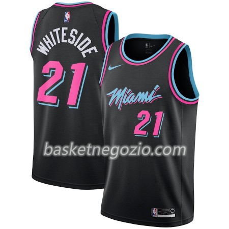 Canotte Uomo Miami Heat Hassan Whiteside 21 2018-19 Nike City Edition Nero Swingman